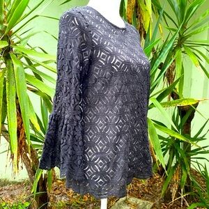 Crochet Lace Black Shirt